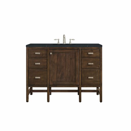 JAMES MARTIN VANITIES Addison 48in Single Vanity, Mid-Century Acacia w/ 3 CM Charcoal Soapstone Quartz Top E444-V48-MCA-3CSP